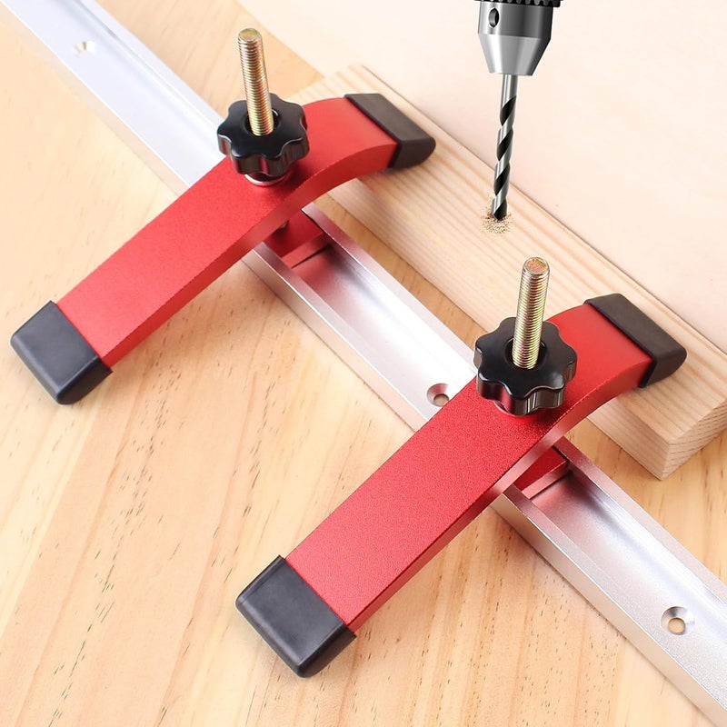 KETIPED Aluminum T-Track Hold Down Clamp With T Bolts and Slider, 6.3"L x 1.3"W Quick Acting Clamps for Woodworking, MGJ-041R - Image 4